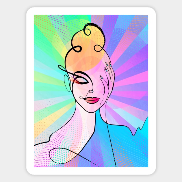 Modern Woman Pop Art Portrait Sticker by Space Sense Design Studio